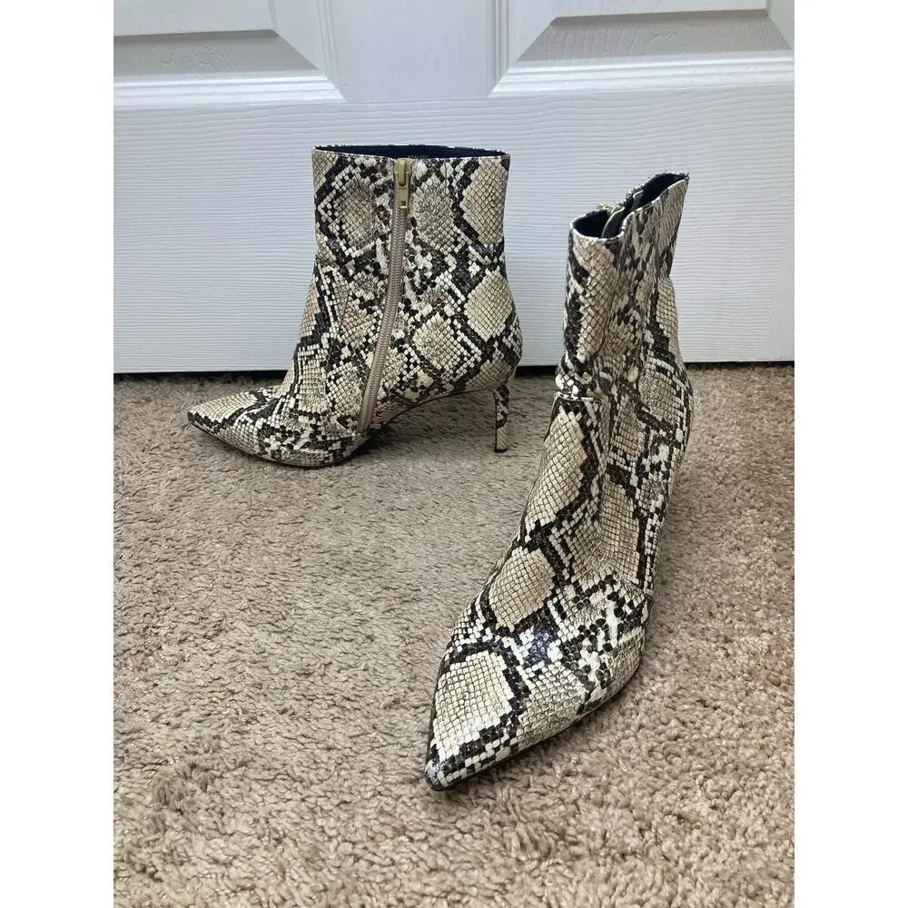 Jeffrey Campbell Khalees snake print booties sz 8